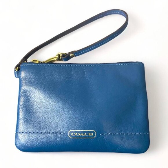 Coach Blue Leather Wristlet - Picture 1 of 5